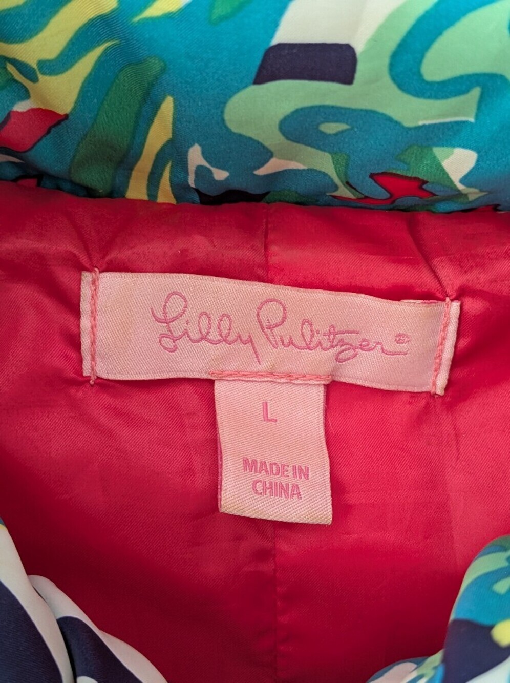 Lilly Pulitzer Vest Women's Large Puffer SYD Paradisio Down Feather Full Zip - Picture 5 of 12
